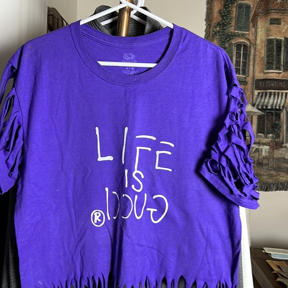 Replica life is Gucci distressed fringe tee - Picture 2 of 4